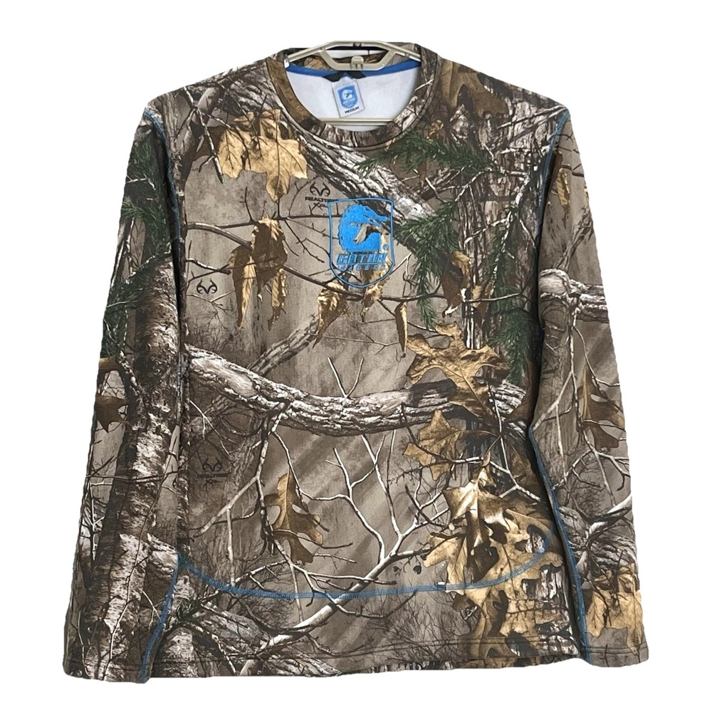 Gator Waders Womens Hunting Top Medium Camouflage Blue Trim Realtree Design Logo